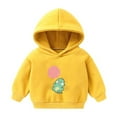 thumbnail image 1 of Zpanxa Kids Dinosaur Print Hoodie Sherpa Lined Pullover with Front Pocket for Playful Style 2-8 Years, 1 of 2