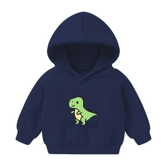 Zpanxa Kids Dinosaur Print Hoodie Sherpa Lined Pullover with Front Pocket for Playful Style 2-8 Years