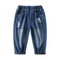 thumbnail image 1 of Zpanxa Kids Distressed Light Wash Denim Jogger Pants Elastic Waist Roll Cuff Soft Stretch Jeans for Toddler Outdoor Wear Pants for Boys, 1 of 9