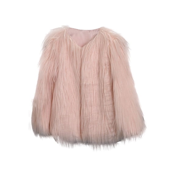Zpanxa Kids Faux Shearling Jacket Imitation Wool Plush Coat Cozy Lined Thickened Winter Outerwear Long Sleeve Casual Top for Ages 1 to 11