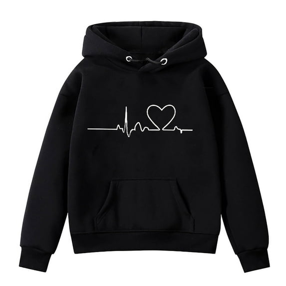 Zpanxa Kids Graphic Hooded Sweatshirt, Boys Girls Soft Fleece Pullover with Drawstring Pocket, Long Sleeve Urban Streetwear Top for Toddler Youth 1-14 Years