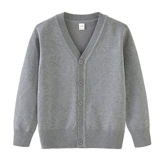 Zpanxa Kids Knitted Cardigan Long Sleeve Sweater Coat Casual Pullover for Daily Warm Wear Gray 3-4 Years