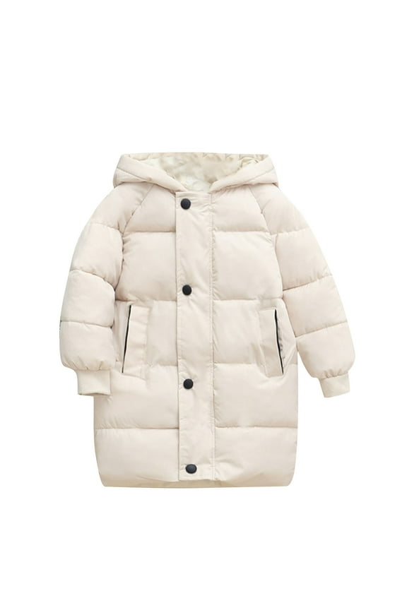 Kids Puffer Jacket Winter Season Hooded Quilted Insulated Long Sleeve Warm Coat Casual Outerwear for Boys Girls Ages 2 to 8