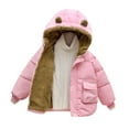 thumbnail image 1 of Zpanxa Kids Sherpa Jacket with Bear Ears Hood Arrival Plush Lined Winter Coat Warm Pocketed Outerwear for Boys Girls Ages 2 to 8, 1 of 7
