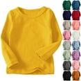 thumbnail image 1 of Zpanxa Kids Solid Color Long Sleeve Crew Neck T Shirt Cotton Basic Layering Top Unisex Dark Blue 6 Years, 1 of 6