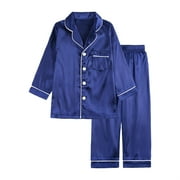 ZPANXA Kids Solid Color Pajama Set Long Sleeve Cozy Winter Loungewear Top and Pants Play Outfit for Toddler Boys Girls 18M-3T