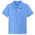 thumbnail image 1 of Zpanxa Kids T Shirts Short Sleeve Shirt with Button Placket Solid Color Cotton Casual Top, 1 of 3