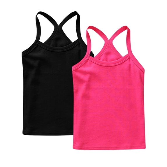 Zpanxa Kids Tank Tops Fashion Cute Solid Color Soft Sleeveless Camisole Crew Neck Y-Back Racerback Cotton for Summer