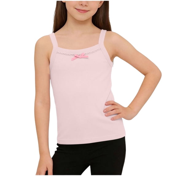 Zpanxa Kids Tank Tops Solid Color Bow Camisole Summer Lightweight Sleeveless Cotton