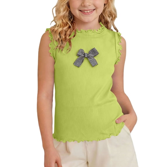 Zpanxa Kids Tank Tops Solid Color Sleeveless Round Neck Cotton Shirt for Summer Daily Active