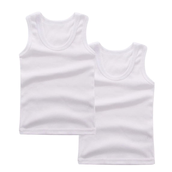 Zpanxa Kids Tank Tops Solid Color Sleeveless Round Neck Cotton Undershirt for Summer Park Play
