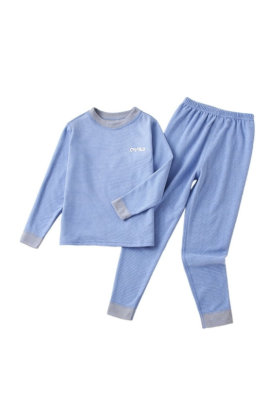 Kids Thermal Underwear Set Fleece Brushed Crew Neck Long Sleeve Two Piece Base Layer for Infants 0-24 Months Winter Warmth