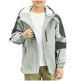 thumbnail image 1 of Zpanxa Kids Waterproof Windbreaker Solid Color Hooded Jacket All Weather Outdoor Spring Fall Long Sleeve Casual Outerwear for Boys Girls Ages 6 to 13, 1 of 7