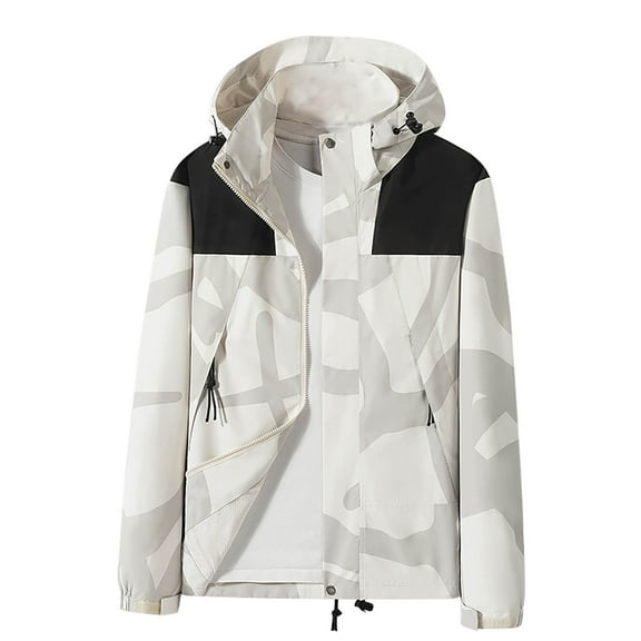 Zpanxa Kids Waterproof Windproof Raincoat with Detachable Hood Color Block School Uniform Style Winter Jacket Long Sleeve Outerwear for Ages 6 to 16