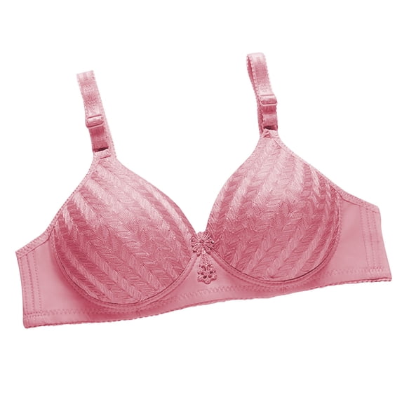 Zpanxa Lace Back Closure Bra Wireless Comfort Embroidery Design Breathable Lightweight T-Shirt Bra for Women Everyday Wear