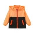thumbnail image 1 of Zpanxa Lightweight Windbreaker for Kids Color Block Hooded Spring Summer Casual Jacket Long Sleeve Versatile Outerwear for Boys Girls Ages 1 to 10, 1 of 4
