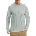 thumbnail image 1 of Zpanxa Long Sleeve Shirts for Men UPF 50+ Protection Hoodie Rash Guard Long Sleeve Sun Protection Summer Lightweight Breathable Solid Color Hooded Blouse for Running Hiking Fishing Gray M, 1 of 2