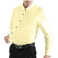 thumbnail image 1 of Zpanxa Long Sleeve Shirts for Men Business Casual Dress Shirt Fashion Solid Turndown Collar Buttons Down Stretch Shirts Slim Fit Tops Yellow L, 1 of 4