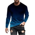 thumbnail image 1 of Zpanxa Long Sleeve Shirts for Men Casual Round Neck Pullover Print T-Shirt Loose Comfy Workout Athletic Blouse Tops Navy 5XL, 1 of 5