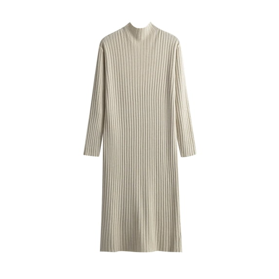 Zpanxa Long Sweater Dress for Women, Mock Neck Ribbed Knit Midi Length Casual Winter Style