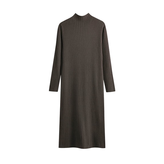 Zpanxa Long Sweater Dress for Women, Mock Neck Ribbed Knit Midi Length Casual Winter Style