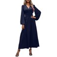 thumbnail image 1 of Zpanxa Maxi Dresses for Women, V Neck High Waist Lantern Sleeve Flowy A Line Winter Style, 1 of 6