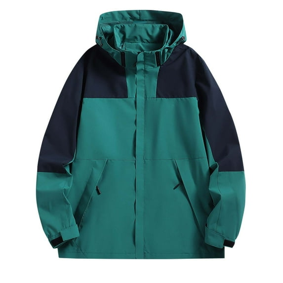 Zpanxa Men's All Weather Jacket Detachable Storm Hood Windproof Rain Coat Waterproof Hiking Shell with Pit Zips Adjustable Drawstring Outdoor Gear