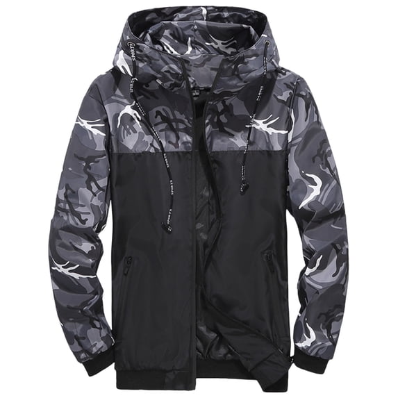 Zpanxa Men's All-in-One Sports Hooded Jacket Long Sleeve, Casual Athletic Coat for Urban Outdoor Style Gray 6XL
