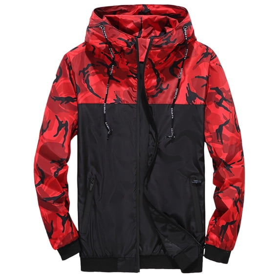 Zpanxa Men's All-in-One Sports Hooded Jacket Long Sleeve, Casual Athletic Coat for Urban Outdoor Style Red 6XL