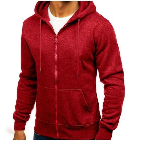 Zpanxa Men's Athletic Cardigan Hoodie Full Zip Sports Sweatshirt Loose Fit Solid Color Fleece Lined Casual Jacket with Side Pockets