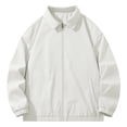 thumbnail image 1 of Zpanxa Men's Casual Jacket Modern Stylish Zipper Front Long Sleeve Coat with Turn-Down Collar and Pockets, Versatile Lightweight for Daily Fashion Wear in Solid Color White XL, 1 of 8