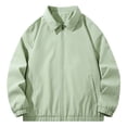 thumbnail image 1 of Zpanxa Men's Casual Jacket Modern Stylish Zipper Front Long Sleeve Coat with Turn-Down Collar and Pockets, Versatile Lightweight for Daily Fashion Wear in Solid Color Green XL, 1 of 4