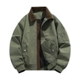 thumbnail image 1 of Zpanxa Men's Color Block Cardigan Jacket Faux Two-Piece Design Zipper Front Long Sleeve Workwear Style for Urban Street Style and Casual Comfort Army Green L, 1 of 3