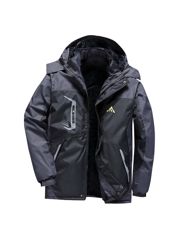 Men's Extreme Cold Weather Jacket Waterproof Windproof Thick Insulated with Detachable Hood & Zippered Pockets Arctic Expedition Parka