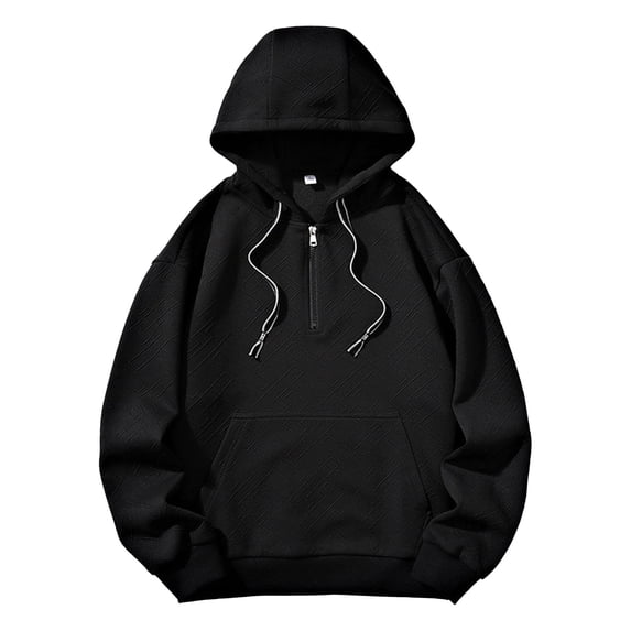 Zpanxa Men's Fashion Hooded Sweatshirt Premium Cotton Blend Pullover Modern Fit Solid Color Casual Long Sleeve Streetwear Top with Drawstring Hood