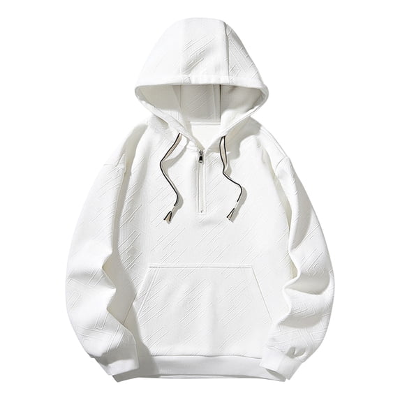Zpanxa Men's Fashion Hooded Sweatshirt Premium Cotton Blend Pullover Modern Fit Solid Color Casual Long Sleeve Streetwear Top with Drawstring Hood