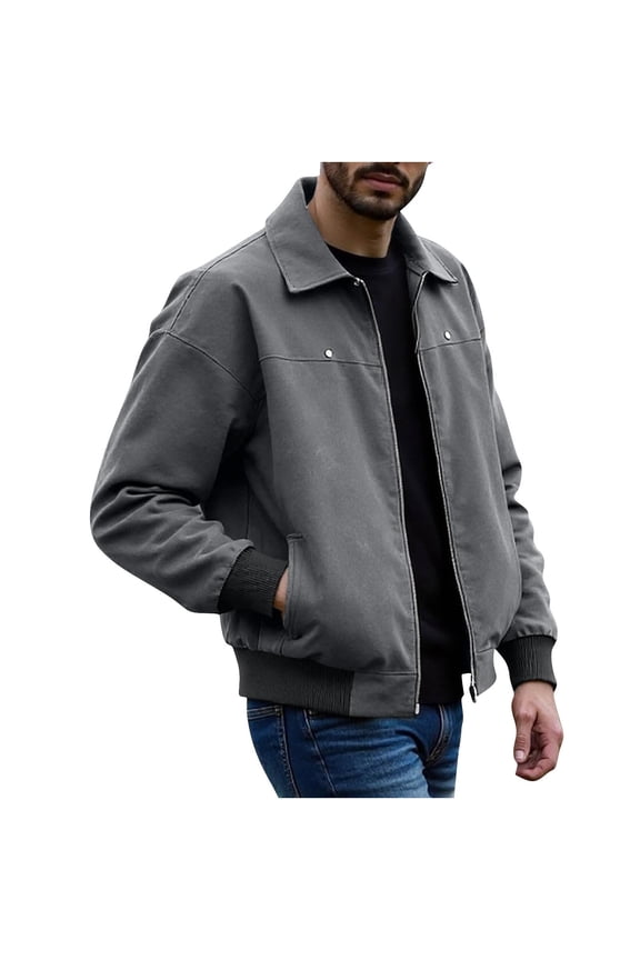 Men's Genuine Leather Motorcycle Jacket Biker Style Zipper Pockets Stand Collar Long Sleeve Riding Coat for Urban Protection and All-Weather Warmth Gray L