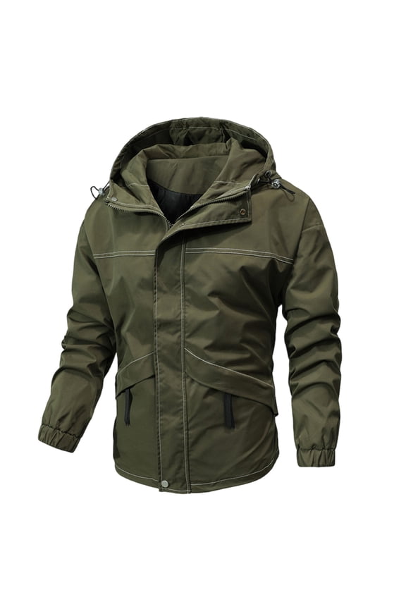 Men's Hardshell Jacket Waterproof Windproof Hooded Long Sleeve Outdoor Coat for All-Weather Urban Commute and Casual Protection Green M