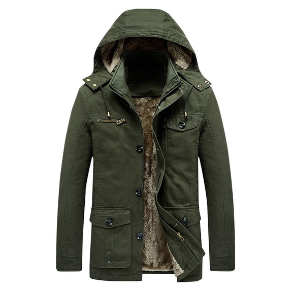 Zpanxa Men's Heavyweight Winter Coat Detachable Hood Insulated Parka with Multiple Pockets for Extreme Cold Weather Urban Warmth Army Green M