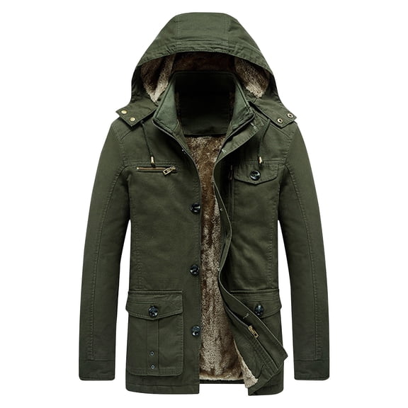 Zpanxa Men's Heavyweight Winter Coat Detachable Hood Insulated Parka with Multiple Pockets for Extreme Cold Weather Urban Warmth Army Green XXL