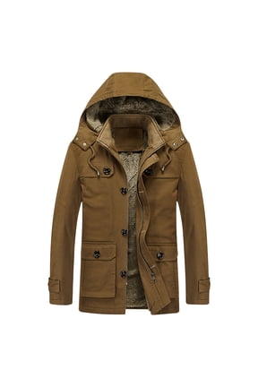 Men's Heavyweight Winter Coat Detachable Hood Insulated Parka with Multiple Pockets for Extreme Cold Weather Urban Warmth Brown 4XL