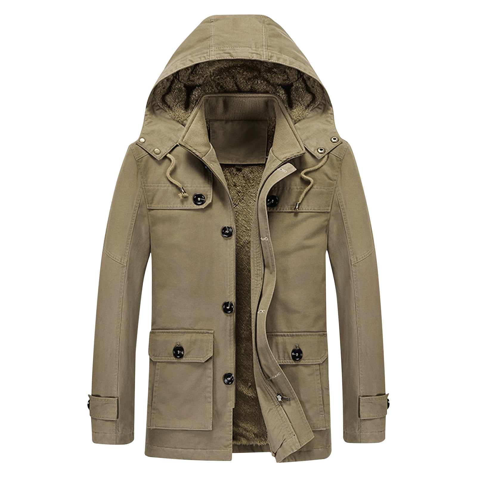 Zpanxa Men's Heavyweight Winter Coat Detachable Hood Insulated Parka ...