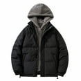thumbnail image 1 of Zpanxa Men's Hooded Cotton Padded Jacket Winter Warm Long Sleeve, Insulated Coat for Cold Weather Protection Black L, 1 of 6