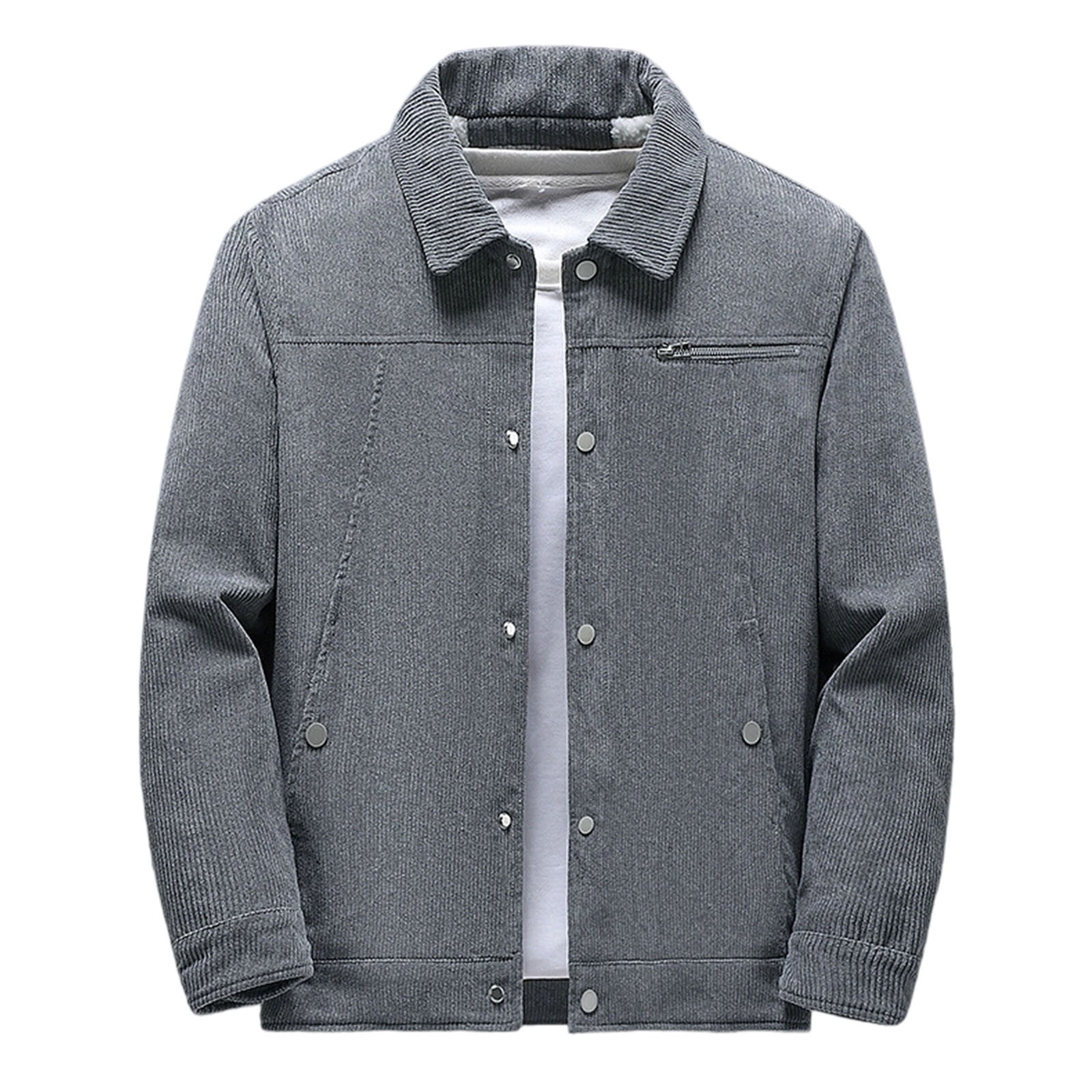 Zpanxa Men's Lamb Wool Corduroy Jacket Button Front Cardigan Lapel