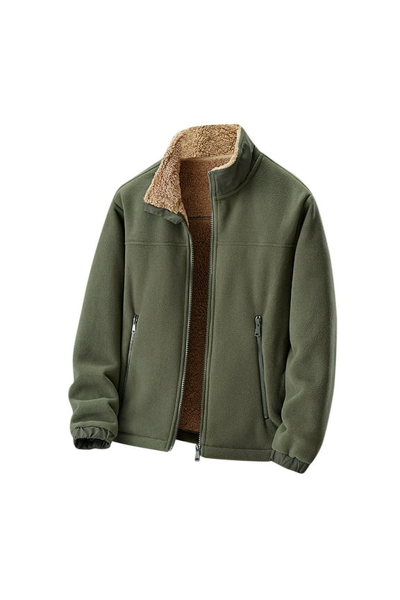 Men's Lambskin Leather Jacket Solid Color Stand Collar with Zippered Pockets Long Sleeve Classic Outerwear for Motorcycle Style