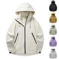 thumbnail image 1 of Zpanxa Men's Lightweight Waterproof Windbreaker Jacket Packable Hooded Rain Coat Long Sleeve Outdoor Hiking Cycling Emergency Shell, 1 of 6