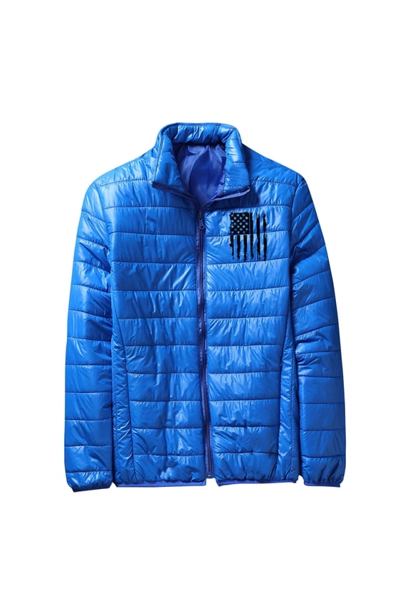 Men's Outdoor Jacket Heavy-Duty Windproof Long Sleeve Coat with Zippered Pockets for Hiking and Urban All-Weather Wear in Solid Color Blue XL