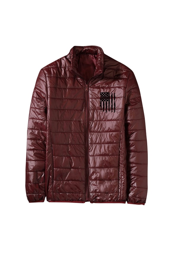 Men's Outdoor Jacket Heavy-Duty Windproof Long Sleeve Coat with Zippered Pockets for Hiking and Urban All-Weather Wear in Solid Color Wine L