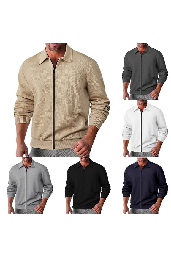 Men's Oversized Lapel Jacket Drop Shoulder Solid Color Zipper Front Relaxed Fit Multi Pocket Lightweight Street Style Spring Fall Layer