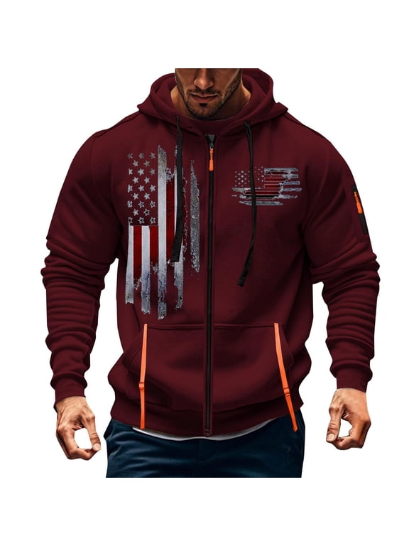 Men's Performance Cargo Training Jacket with Multiple Utility Pockets, Adjustable Hood and Long Sleeves for Sports Fitness & Breathable Workout Wear in Solid Color Wine S
